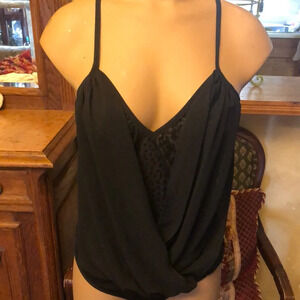 Bebe Mesh Wrap velvet printed bodysuit S